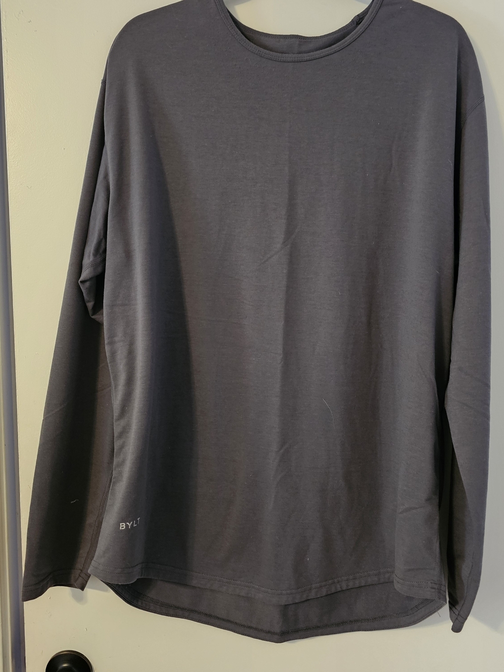 BYLT Drop Cut Men's Long Sleeve Crew Neck Shirt - Charcoal Size XL